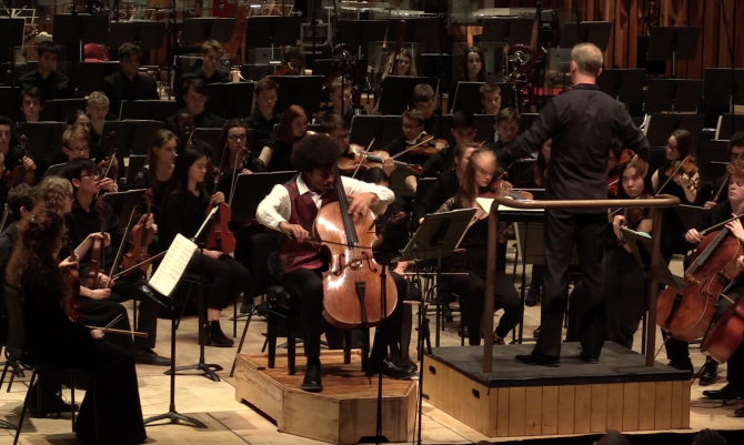 Photo of set NYO and Sheku Kanneh Mason: Shostakovich 'Cello Concerto No1'.