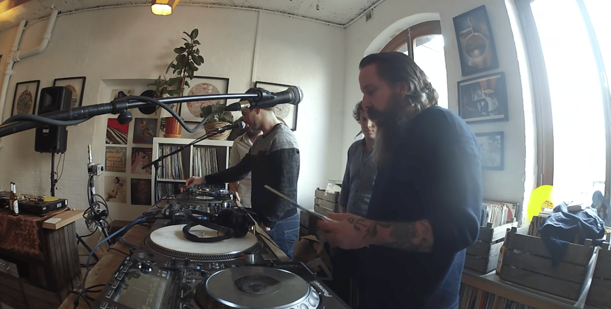 Photo of set Friendly Fires, Andrew Weatherall & Timothy J Fairplay.