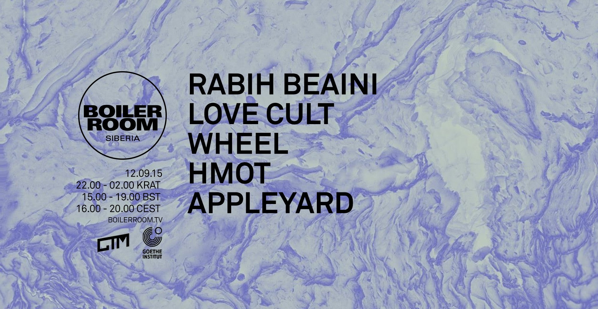Siberia: Rabih Beaini, Love Cult, Wheel, HMOT, Appleyard flyer