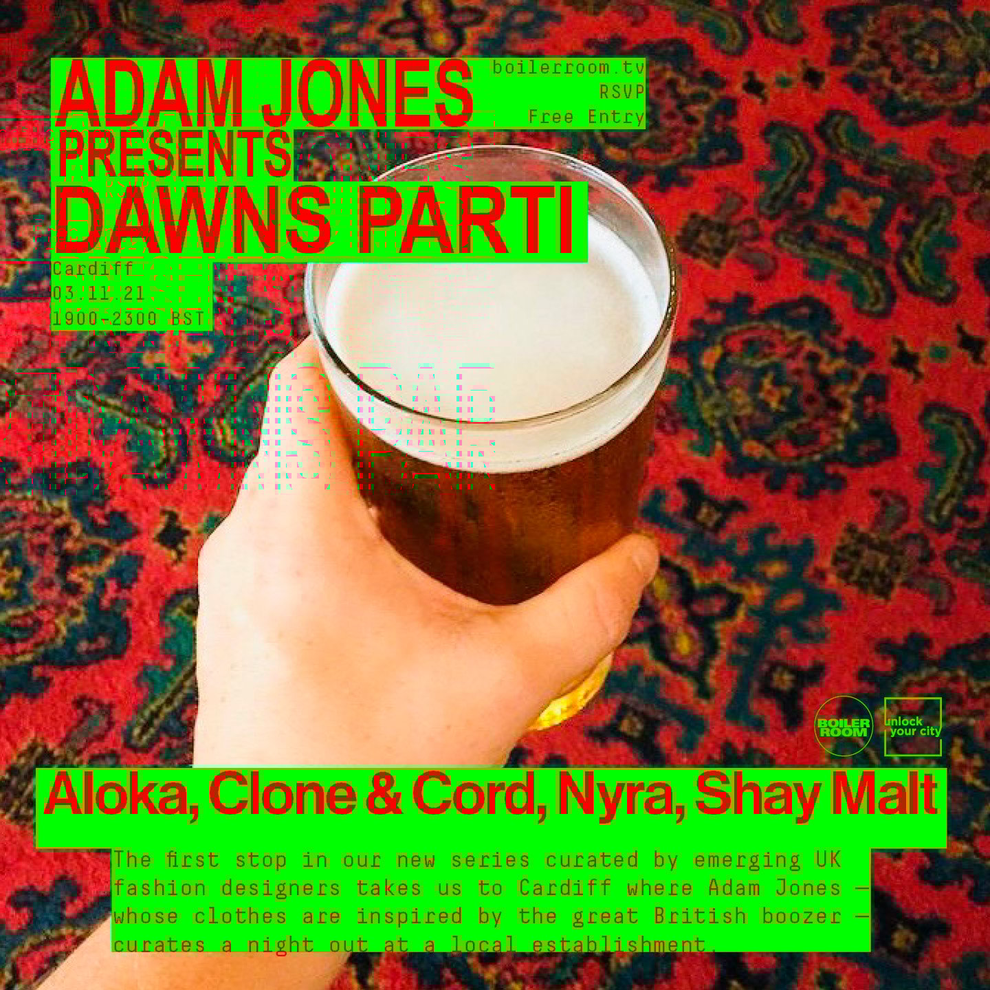 Adam Jones presents DAWNS PARTI | BR x UYC: Cardiff flyer