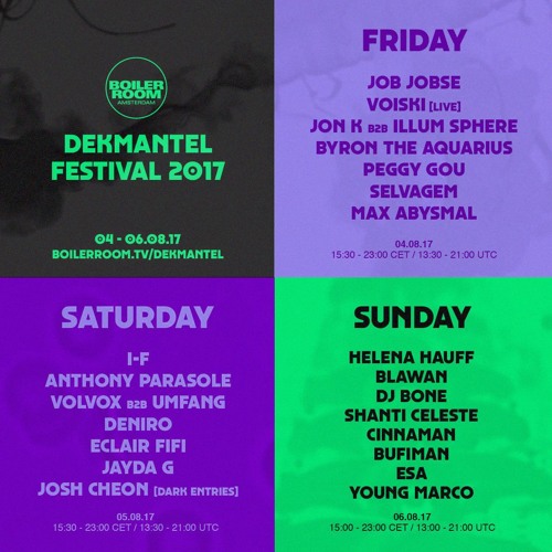 Dekmantel Festival 2017: Sunday flyer