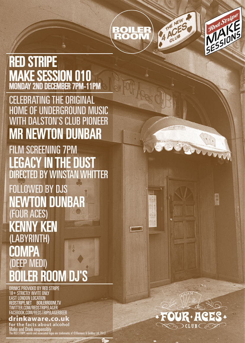 Flyer for event Red Stripe Make Session 010: Legacy In The Dust.