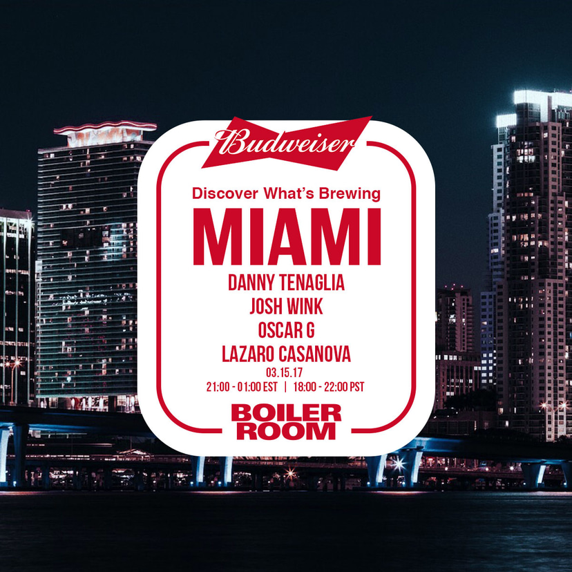 Flyer for event Boiler Room x Budweiser: Miami.
