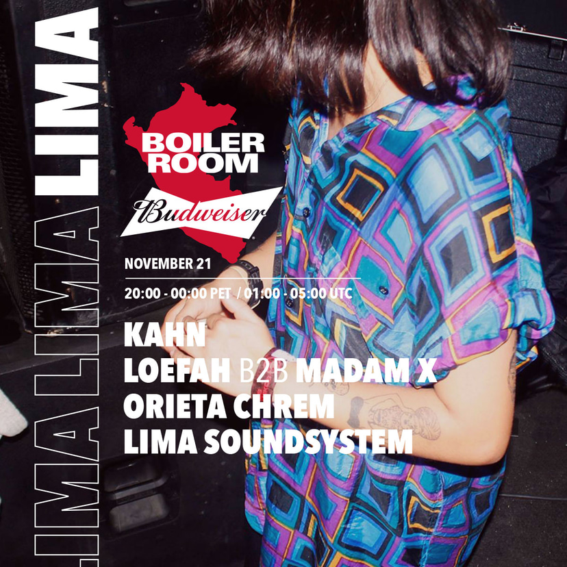 Flyer for event Boiler Room x Budweiser Lima.