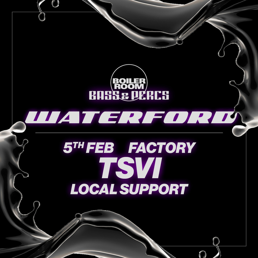 Flyer for event Bass & Percs Tour: Waterford.