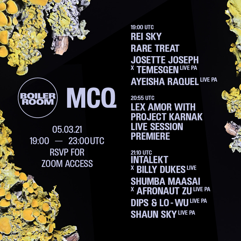 Flyer for event Boiler Room x MCQ Presents Lex Amor + Friends.