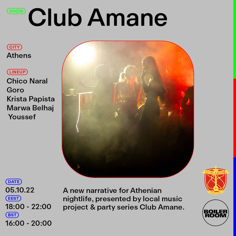 Flyer for event Boiler Room Athens: Club Amane.