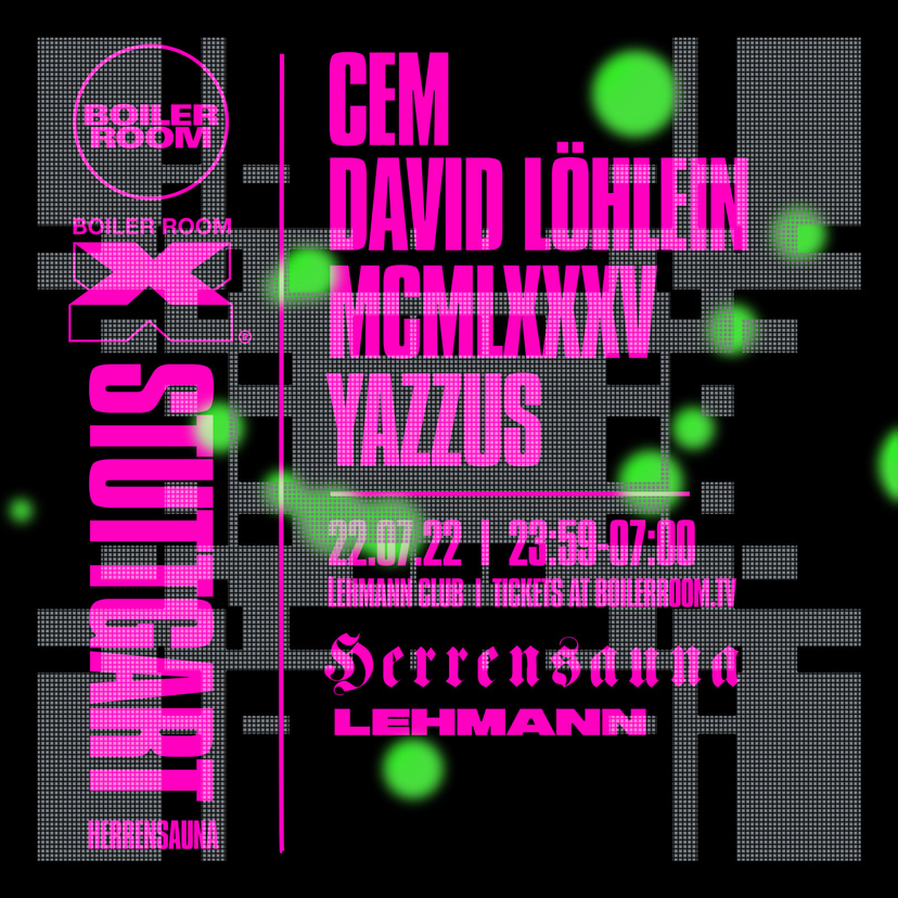 Flyer for event Boiler Room x Herrensauna: Stuttgart.